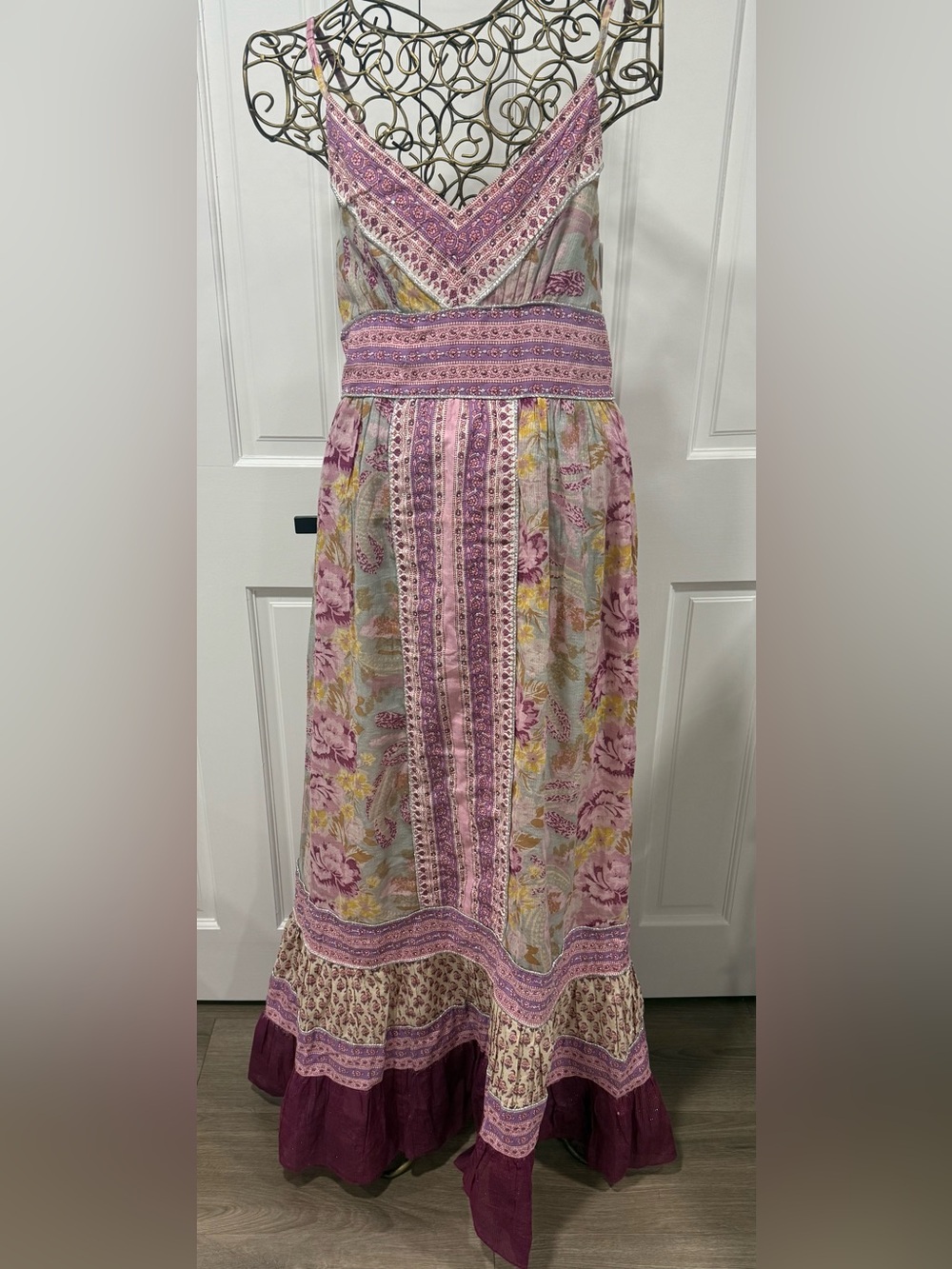 Boho Floral Maxi Dress in Lavender and Pink